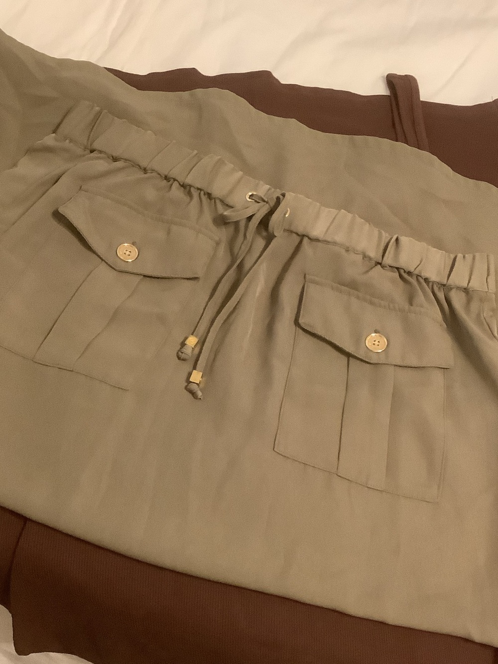 Michael Kors Olive Drawstring Utility Skirt